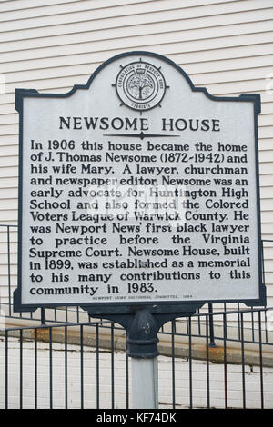 Newsome House Newport News, Virginia Stockfoto