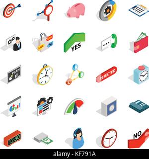 Gegenseitigkeit Symbole gesetzt, isometrische Stil Stock Vektor