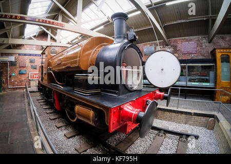 Alten Dampfzug in Bradford Industrial Museum, West Yorkshire, England, Großbritannien Stockfoto