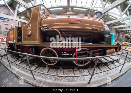 Alten Dampfzug in Bradford Industrial Museum, West Yorkshire, England, Großbritannien Stockfoto