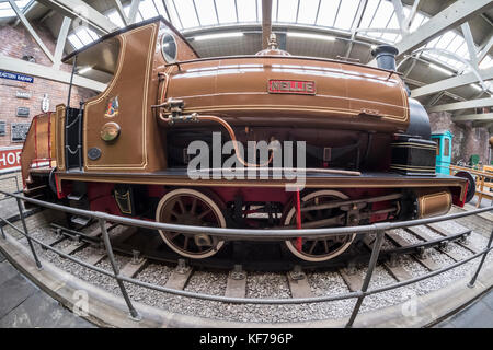 Alten Dampfzug in Bradford Industrial Museum, West Yorkshire, England, Großbritannien Stockfoto