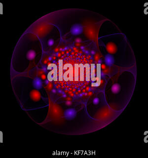 Fractal Abbildung: Eine bunte Kugel auf einem schwarzen Hintergrund isoliert Stockfoto