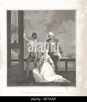 Französische Revolution - Marie Antoinette und Ludwig XVI. Auf dem Gerüst - Britische Gravur - XIX. Jahrhundert - Stockfoto