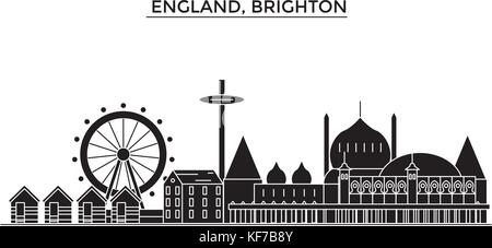 England, Brighton Architektur vektor Skyline der Stadt, Reisen Stadtbild mit Sehenswürdigkeiten, Gebäuden, isolierte Sehenswürdigkeiten auf Hintergrund Stock Vektor