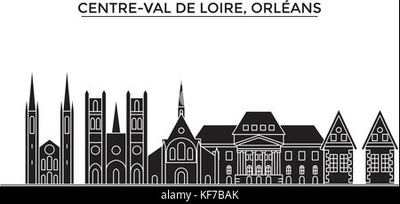 Frankreich, Centre Val de Loire, Orleans Architektur vektor Skyline der Stadt, Reisen Stadtbild mit Sehenswürdigkeiten, Gebäuden, isolierte Sehenswürdigkeiten auf Hintergrund Stock Vektor