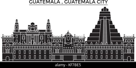 Guatemala, Guatemala Stadt, Architektur vektor Skyline der Stadt, Reisen Stadtbild mit Sehenswürdigkeiten, Gebäuden, isolierte Sehenswürdigkeiten auf Hintergrund Stock Vektor