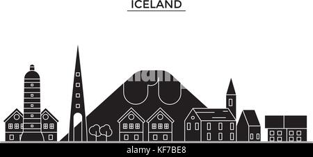 Ice Land Architektur vektor Skyline der Stadt, Reisen Stadtbild mit Sehenswürdigkeiten, Gebäuden, isolierte Sehenswürdigkeiten auf Hintergrund Stock Vektor