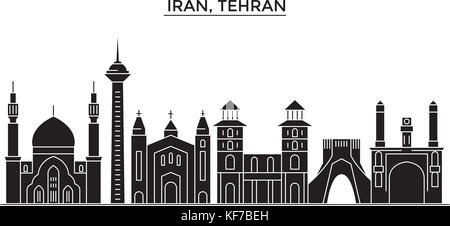 Iran, Teheran Architektur vektor Skyline der Stadt, Reisen Stadtbild mit Sehenswürdigkeiten, Gebäuden, isolierte Sehenswürdigkeiten auf Hintergrund Stock Vektor