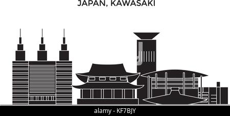Japan, Kawasaki Architektur vektor Skyline der Stadt, Reisen Stadtbild mit Sehenswürdigkeiten, Gebäuden, isolierte Sehenswürdigkeiten auf Hintergrund Stock Vektor