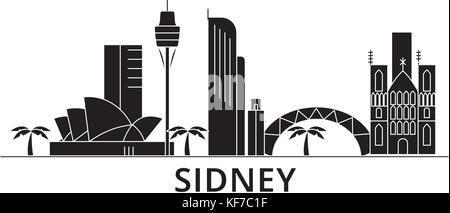 Sidney Architektur vektor Skyline der Stadt, Reisen Stadtbild mit Sehenswürdigkeiten, Gebäuden, isolierte Sehenswürdigkeiten auf Hintergrund Stock Vektor