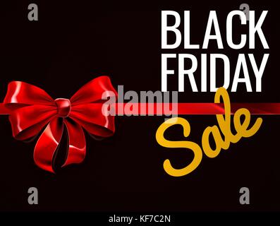 Black Friday Sale Red Gift Bow Sign Stock Vektor