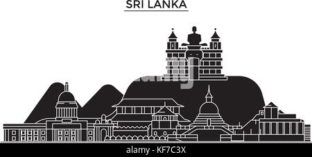 Sri Lanka Architektur vektor Skyline der Stadt, Reisen Stadtbild mit Sehenswürdigkeiten, Gebäuden, isolierte Sehenswürdigkeiten auf Hintergrund Stock Vektor