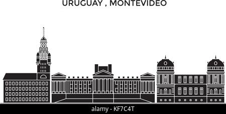 Uruguay, Montevideo Architektur vektor Skyline der Stadt, Reisen Stadtbild mit Sehenswürdigkeiten, Gebäuden, isolierte Sehenswürdigkeiten auf Hintergrund Stock Vektor