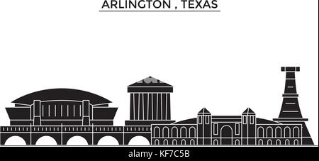 Usa, Arlington, Texas Architektur vektor Skyline der Stadt, Reisen Stadtbild mit Sehenswürdigkeiten, Gebäuden, isolierte Sehenswürdigkeiten auf Hintergrund Stock Vektor