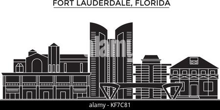 Usa, Fort Lauderdale, Florida Architektur vektor Skyline der Stadt, Reisen Stadtbild mit Sehenswürdigkeiten, Gebäuden, isolierte Sehenswürdigkeiten auf Hintergrund Stock Vektor
