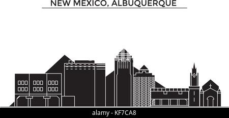 Usa, New Mexico, Albuquerque Architektur vektor Skyline der Stadt, Reisen Stadtbild mit Sehenswürdigkeiten, Gebäuden, isolierte Sehenswürdigkeiten auf Hintergrund Stock Vektor