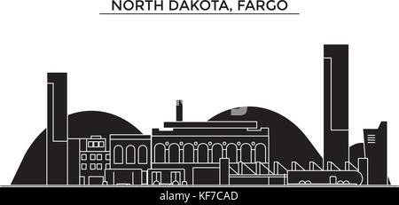 Usa, North Dakota, Fargo Architektur vektor Skyline der Stadt, Reisen Stadtbild mit Sehenswürdigkeiten, Gebäuden, isolierte Sehenswürdigkeiten auf Hintergrund Stock Vektor