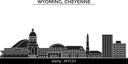 Usa, Wyoming, Cheyenne Architektur vektor Skyline der Stadt, Reisen Stadtbild mit Sehenswürdigkeiten, Gebäuden, isolierte Sehenswürdigkeiten auf Hintergrund Stock Vektor