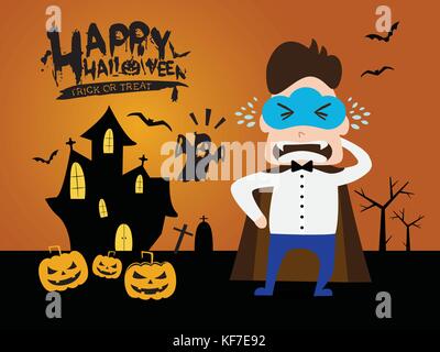 Cloud Maske Mann auf Halloween vampir Cosplay, halloween Silhouette Hintergrund Stock Vektor