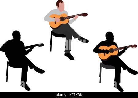 Mann spielt Akustikgitarre Illustration - Vektor Stock Vektor