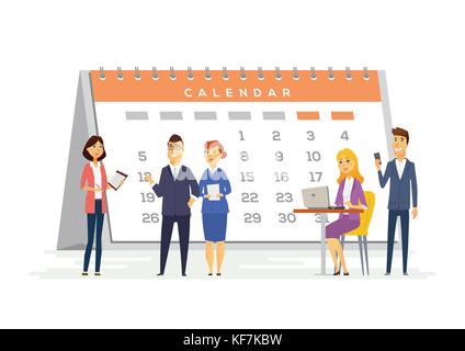 Zeit-management in einem Unternehmen - Moderne cartoon Menschen Zeichen Abbildung Stock Vektor