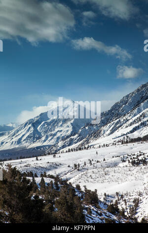 Usa, Kalifornien, Mammut, einen Blick auf den schneebedeckten Gipfeln entlang i 395 zwischen Mammut und Bischof Stockfoto