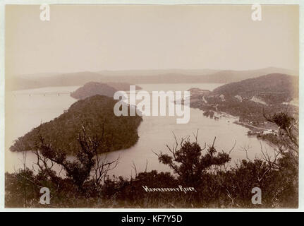 Long Island in den Hawkesbury River um 1900 1910. Aspekt ist im Osten von Muogamarra Nature Reserve Stockfoto