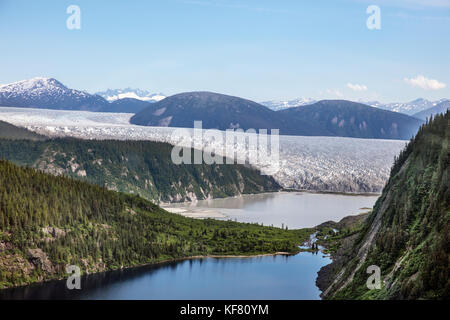 Usa, Alaska, Juneau, Ariel Blick auf die taku Glacier von Hubschrauber gesehen, der Hubschrauber Hundeschlitten Tour sie fliegt über die taku Gletscher zum helimush Stockfoto