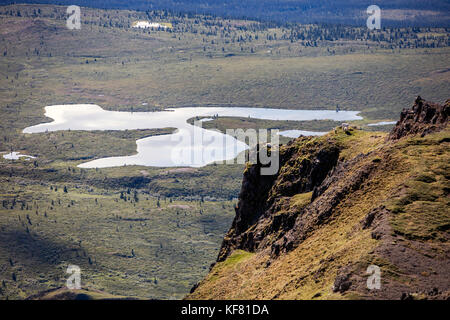 Usa, Alaska, Denali, Denali Nationalpark, einige der atemberaubender Kulisse durch die Wanderer des helihiking Tour durch kühle Berg gesehen Stockfoto