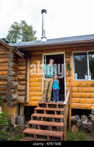 Usa, Alaska, redoute Bay, Big River Lake, die Kabinen am Redoubt Bay Lodge Stockfoto