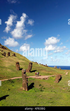 Easter Island, Chile, Isla de Pascua, Rapa Nui, Rano Raraku ist eine vulkanische Krater an den unteren Hängen des terevaka, es versorgt fast 95% der Insel Stockfoto