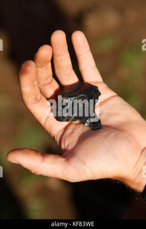 Easter Island, Chile, Isla de Pascua, Rapa Nui, ein großes Stück von Obsidian, mit scharfen Werkzeugen zu machen war Stockfoto