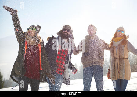 Schnee auf der Freunde Stockfoto