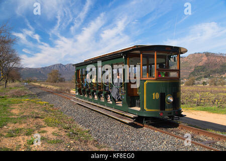 Wein Straßenbahn, Franschhoek, Westkap, Südafrika Stockfoto