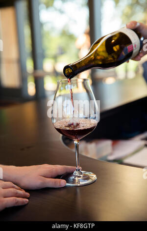 Usa, Oregon, Willamette Valley, ein Glas Wein in der Probierstube Bar, Sokol blossen Winery, Dayton Stockfoto