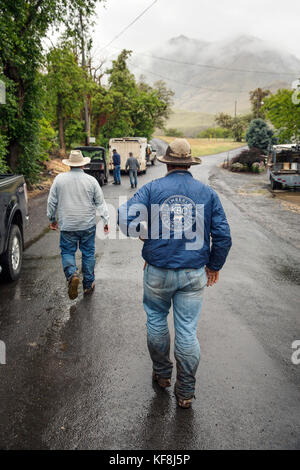 Usa, Oregon, imnaha, Cowboys todd Nash und Cody Ross Mittagessen in der Taverne imnaha Speichern und Verlassen, im Nordosten Oregon Stockfoto