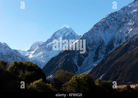 Blick auf Mt Cook, vom Sir Edmund Hillary's Alpine Center, Mt Cook Village, South Island, Neuseeland Stockfoto