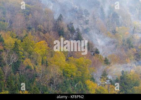 Rauch von Waldbränden auf dilly Klippe in verwandter Kerbe New Hampshire im Oktober 2017. Diese Klippen hinter den Lost River Gorge und bould befinden. Stockfoto