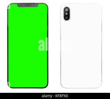 Neue smart phone sieht aus wie das iphone x Muster auf weißem Hintergrund. moderne Smartphone Gerät. Handy, Chroma Key, um mobile App Ort Stockfoto