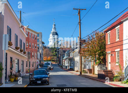 Maryland State House aus East Street, Annapolis, Maryland, USA Stockfoto