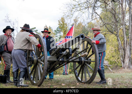 Arkansas, AR, usa, alte Washington State Park, Bürgerkrieg Wochenende, ein Verbündeter Artillerie Camp 10 Pounder Kanone. Stockfoto