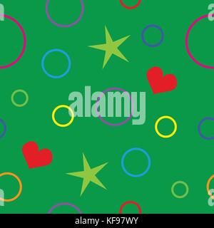 Nahtlose Textur von geometrischen Formen auf grünem Hintergrund isoliert. Stock Vektor