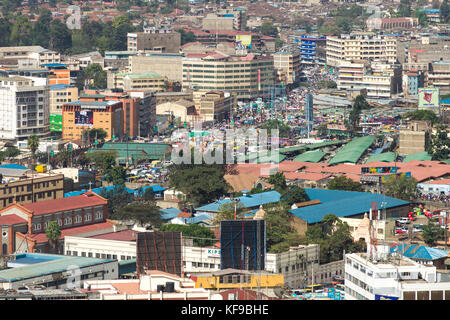 Skyline von Nairobi während des Tages vom Kenyatta International Convention Center KICC, Kenia Stockfoto