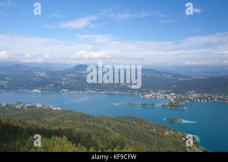 Blick vom Aussichtsturm pyramidenkogel, Wörthersee, Kärnten, Österreich Stockfoto