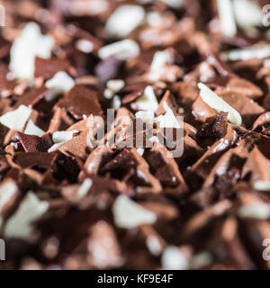 Eine Makroaufnahme einer Schokolade Kuchen. Stockfoto