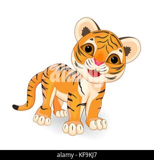 Süße Tiger. cartoon kleiner Tiger Cub auf einem weißen Hintergrund. Stock Vektor