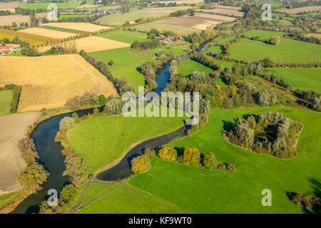 Lippe mäandert an der Stadtgrenze zwischen Werne und Bergkamen, lippeoxbow See, Lippe Fluss, Naturschutzgebiet, Lippeauen, Bergkamen, Ruhr, Nordrhein-We Stockfoto