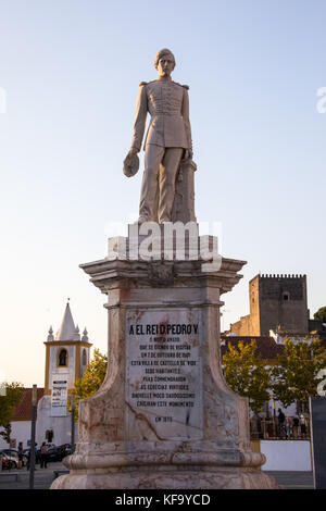 Dom Pedro V Statue, Castelo de Vide, Portugal Stockfoto