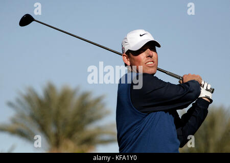 PGA Golfer Justin Leonard trifft einen Abschlag auf die Bob Hope Chrysler Classic im La Quinta Country Club in La Quinta, CA, während einer Runde Golf auf Donnerstag, 17. Januar 2008. Bildnachweis: Francis Specker Stockfoto