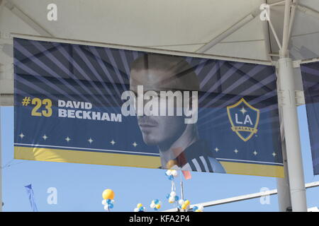 Stadionschilder bei der offiziellen Präsentation von David Beckham auf der Los Angeles Galaxy im Home Depot Center in Carson, CA am July13. 2007. Foto: Francis Specker Stockfoto